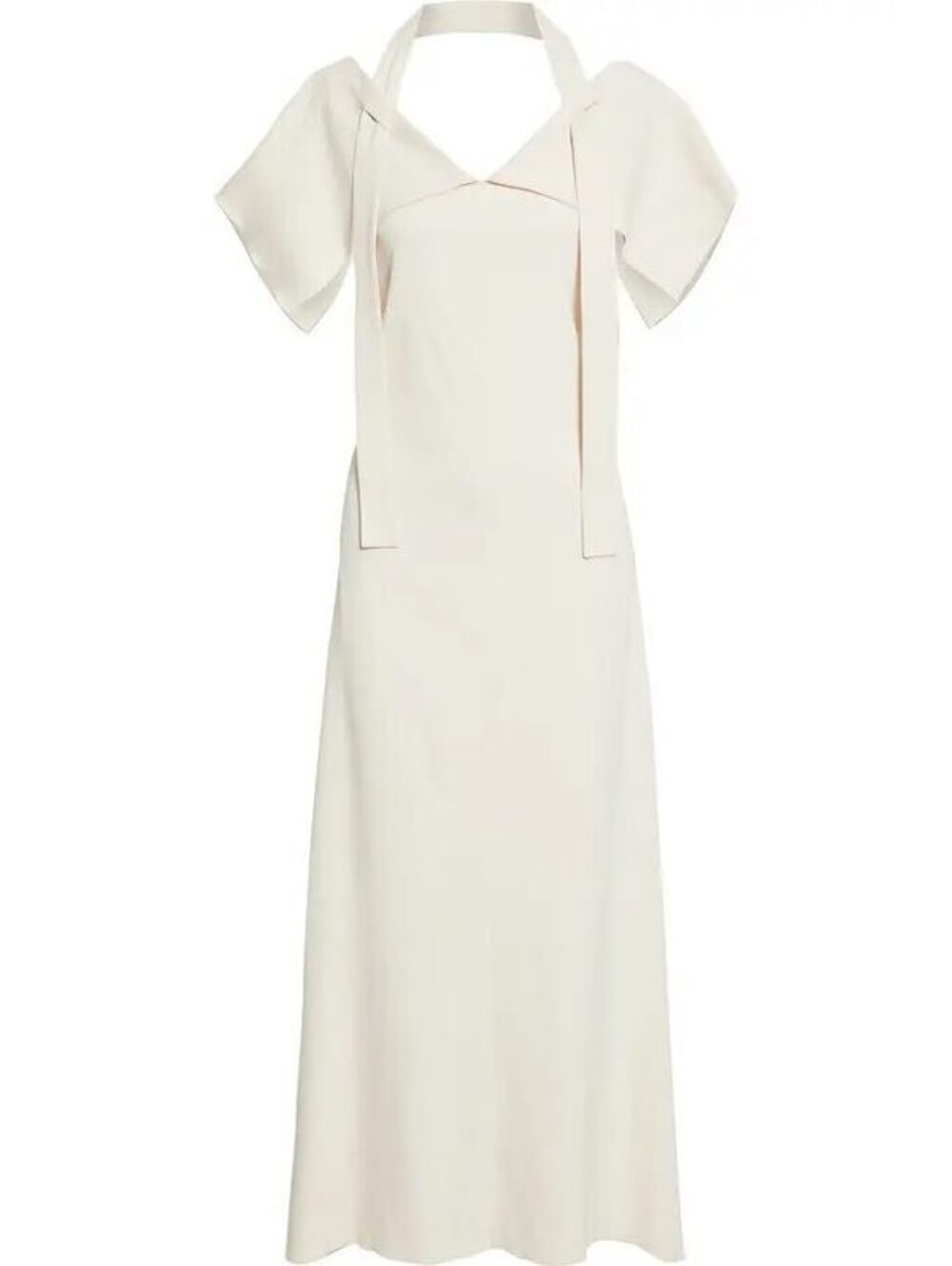 Rosetta Getty NWT Runway Draped Cady Off-Shoulder Tie-Neck Dress Cream Maxi 12